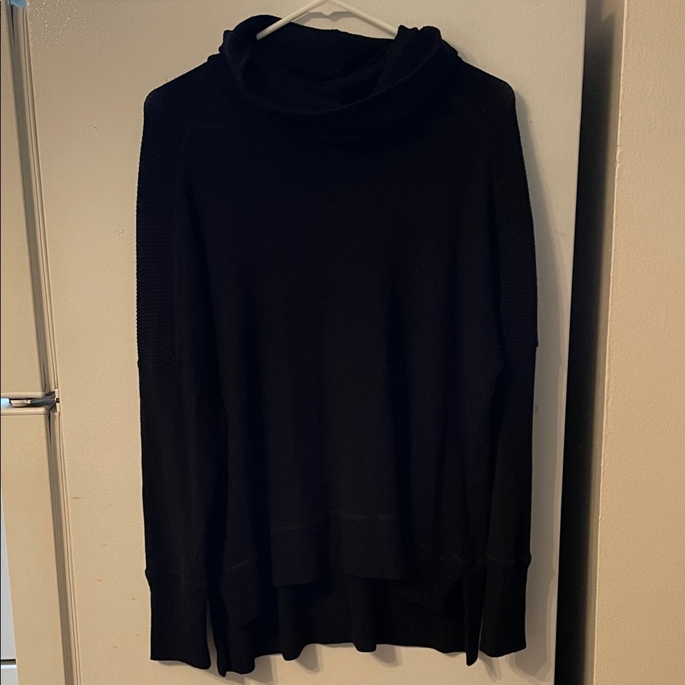 Michael Stars Oversized Small Partially‎ Ribbed Black Turtleneck Sweater Comfort